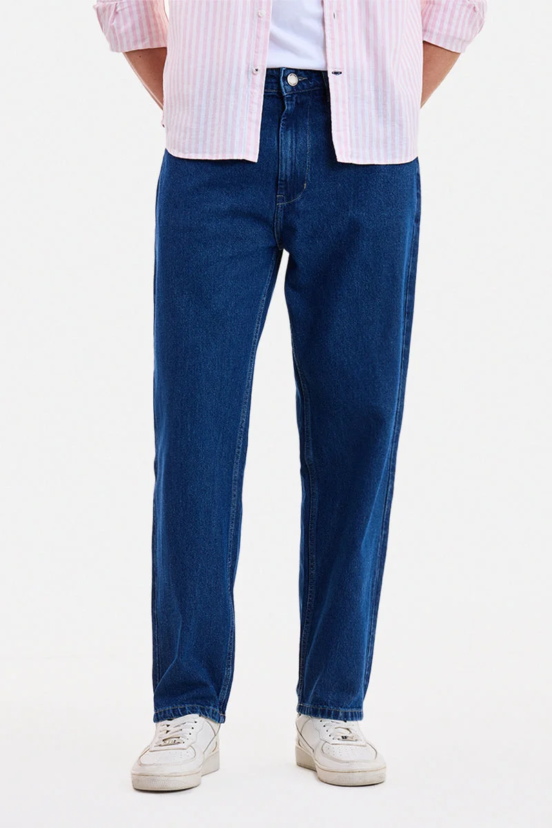 سنيتش Blue Marble Wide Leg Streetwear Jeans