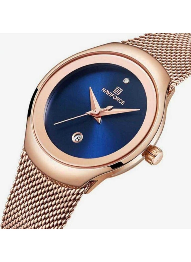 NAVIFORCE Stainless Steel Mesh Strap Elegant Design Quartz Wrist Watch with Date For Women NF5004 RG/BE  - Image 3