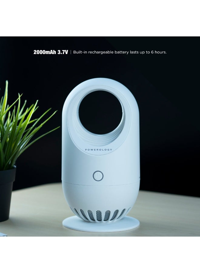 باورولوجي مصباح إلكتروني خفيف الوزن وقابل للحمل مضاد للبعوض، مروحة شفط قوية 2000 مللي أمبير في الساعة، مصيدة للبعوض / بدون ضوضاء / صينية مقاومة للهروب / ضوء LED بنفسجي - أبيض - Image 3