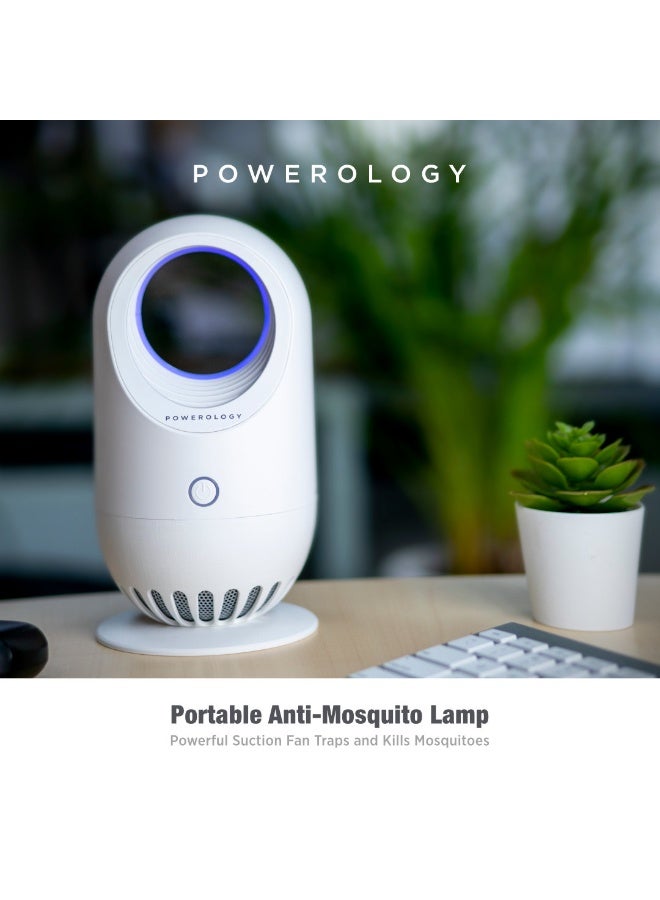 باورولوجي مصباح إلكتروني خفيف الوزن وقابل للحمل مضاد للبعوض، مروحة شفط قوية 2000 مللي أمبير في الساعة، مصيدة للبعوض / بدون ضوضاء / صينية مقاومة للهروب / ضوء LED بنفسجي - أبيض - Image 2