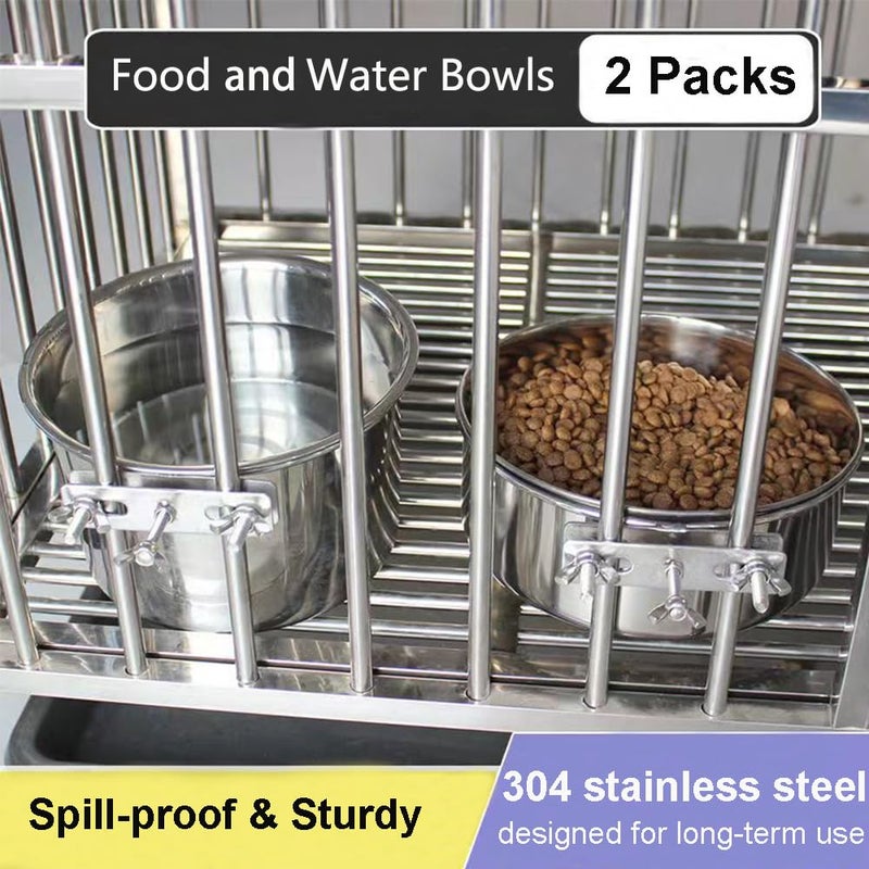 Wrifazaly Dog Crate Water Bowl No Spill, 2 Pack Stainless Steel Large Dog Bowls, Hanging Dogs Kennel Water and Food Bowls for Crate Cageï¼ŒMetal Feeder Dish Coop Cup for Medium Large Dogs Pets - Image 4