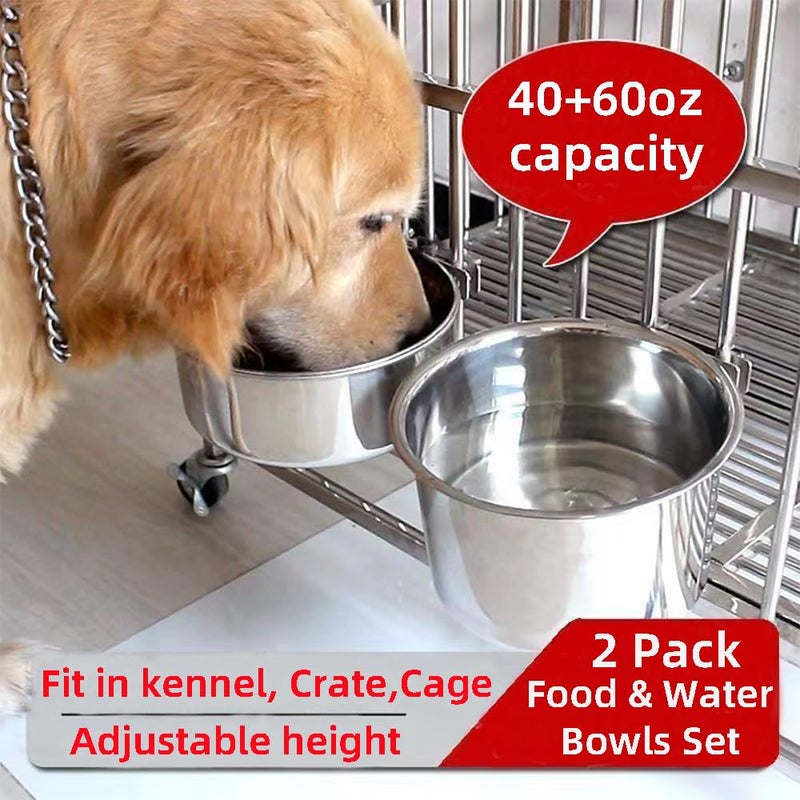 Wrifazaly Dog Crate Water Bowl No Spill, 2 Pack Stainless Steel Large Dog Bowls, Hanging Dogs Kennel Water and Food Bowls for Crate Cageï¼ŒMetal Feeder Dish Coop Cup for Medium Large Dogs Pets - Image 3