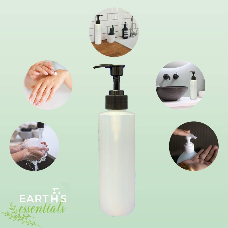 Earth's Essentials Four Pack of Refillable 8 Oz. HDPE Plastic Pump Bottles with Patented Screw On Funnel-Great for Dispensing Lotions, Shampoos and Massage Oils. - Image 5