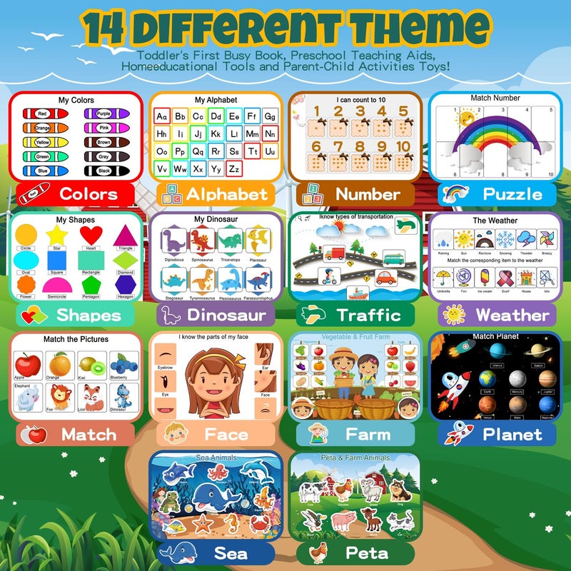 iHarPro Busy Book for Toddlers, Montessori Toys for 3 4 5 6 Years Old, Autism Sensory Educational Toys, Toddler Preschool Learning Activity Binder and Early Books - for Boys & Girls Develops Fine Motor Skills - Image 2