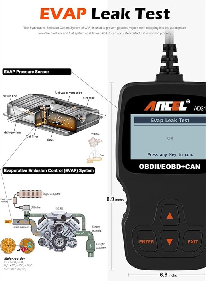 Generic AD310 Classic Enhanced Universal OBD II Scanner Car Engine Fault Code Reader Can Diagnose Scan Tool, Read and Clear Error Codes For 1996 or Newer OBD2 Protocol Vehicles (Black)  - Image 4