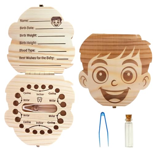 PAMBO Baby Tooth Fairy Keepsake Box- First Teeth and Curl Keepsake Box | Tooth Boxes Saver & Holders for Lost Teeth Kids-Boys - Image 1