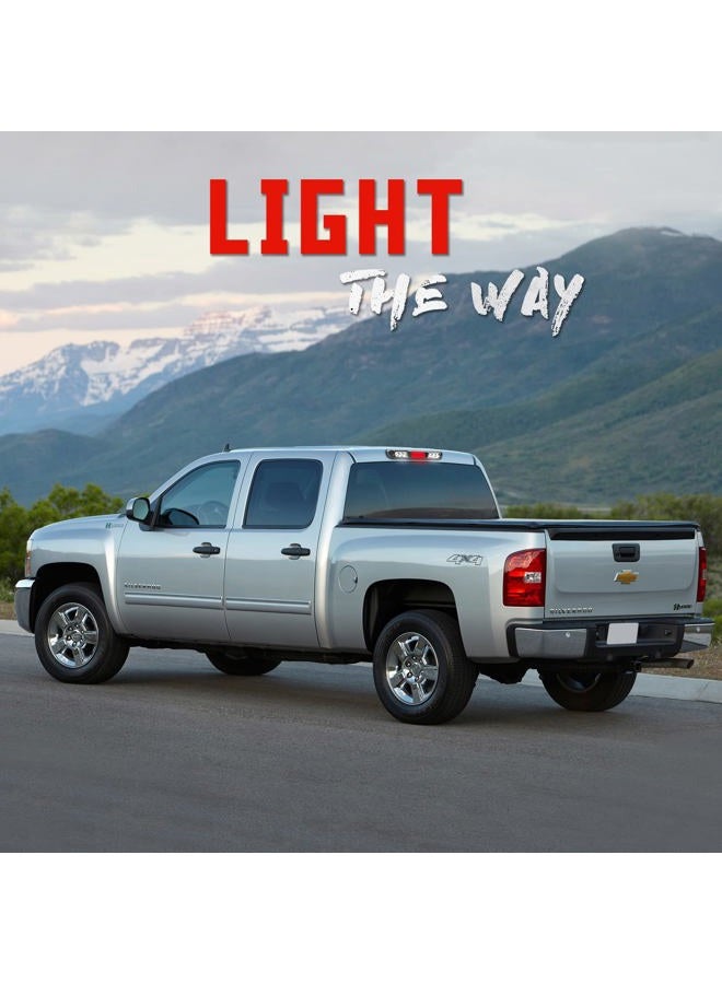 KOMAS High Mount Waterproof 3D Dual Row LED Bar Third Light Brake Light for 07-13 Chevy Silverado/GMC Sierra (Clear Lens) - Image 3