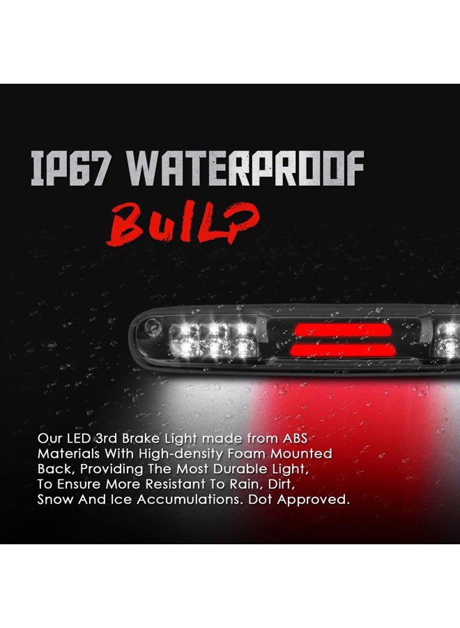 KOMAS High Mount Waterproof 3D Dual Row LED Bar Third Light Brake Light for 07-13 Chevy Silverado/GMC Sierra (Clear Lens) - Image 4