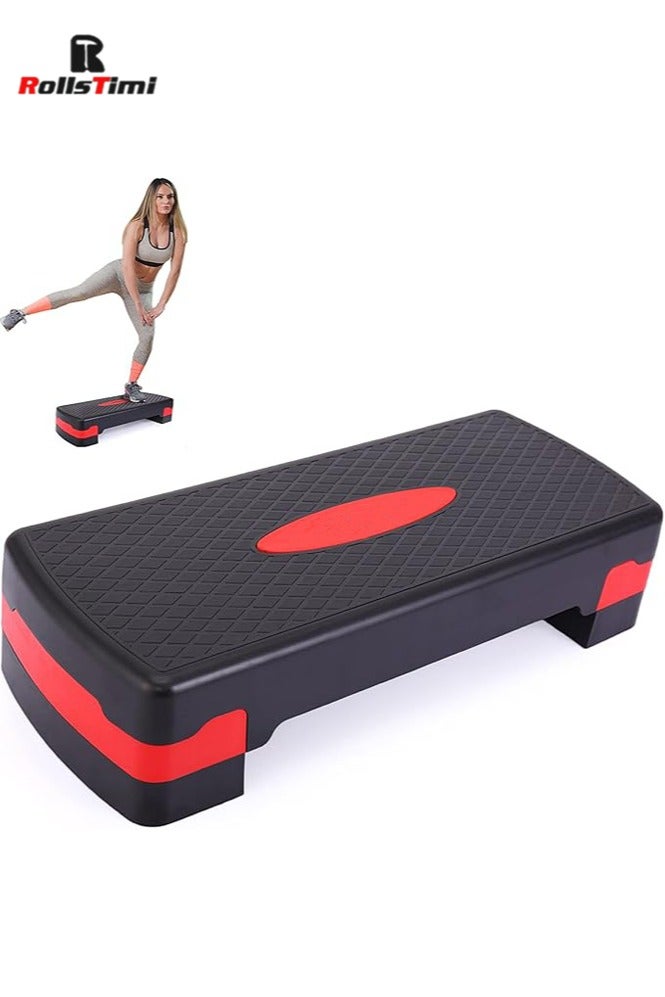 RollsTimi  Aerobic Step Board Exercise Stepper Adjustable Step Board Cardio Yoga Home Gym Workout Platform Non Slip,Black Red - Image 3