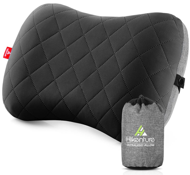 Hikenture Camping Pillow with Removable Cover - Ultralight Inflatable Pillow for Neck Lumbar Support - Upgrade Backpacking Pillow - Washable Travel Air Pillows for Camping, Hiking, Backpacking (Black) - Image 1