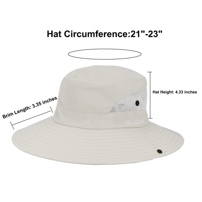 Pogah Women's Summer Sun-Hat Ponytail - Outdoor UV-Protection Mesh Wide Brim Foldable Hat with Ponytail Hole (Beige, 7 1/4) - Image 2