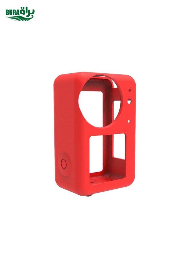BURAQ For DJI Osmo Action 5 Pro / 4 / 3  PULUZ Silicone Protective Case with Lens Cap (Red)  - Image 2