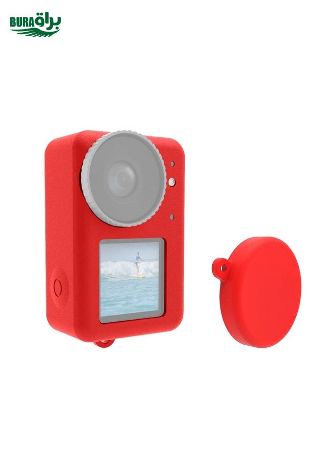 BURAQ For DJI Osmo Action 5 Pro / 4 / 3  PULUZ Silicone Protective Case with Lens Cap (Red)  - Image 1
