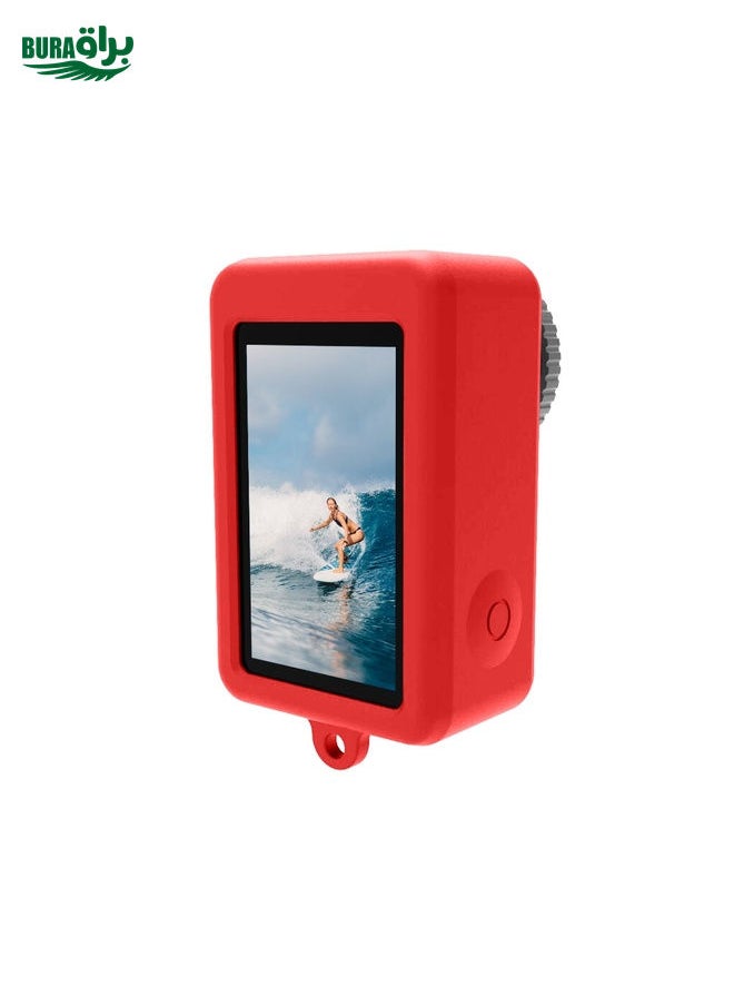 BURAQ For DJI Osmo Action 5 Pro / 4 / 3  PULUZ Silicone Protective Case with Lens Cap (Red)  - Image 3