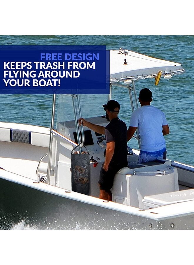 كيس قمامة للقوارب - كيس قمامة شبكي محمول للاستخدام الخارجي للقارب أو الكاياك أو العربة المتنقلة، لون أسود - Image 2
