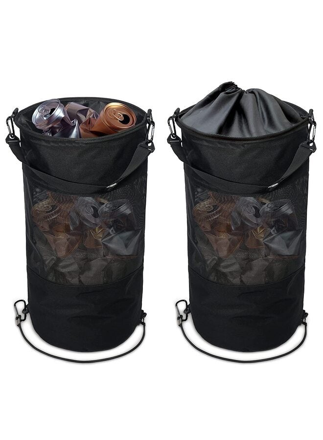 كيس قمامة للقوارب - كيس قمامة شبكي محمول للاستخدام الخارجي للقارب أو الكاياك أو العربة المتنقلة، لون أسود - Image 3