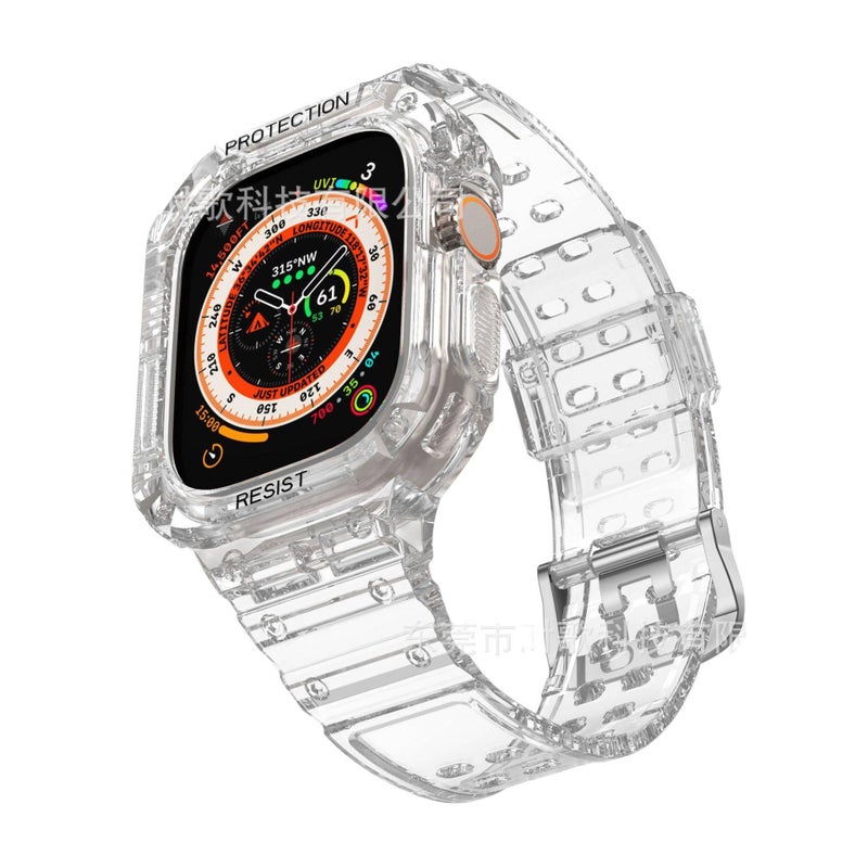 AD Clear Smartwatch Band Compatible with Apple Watch 42/44/45/49mm with Adjustable Fit Replacement Strap for Daily Wear - Image 1