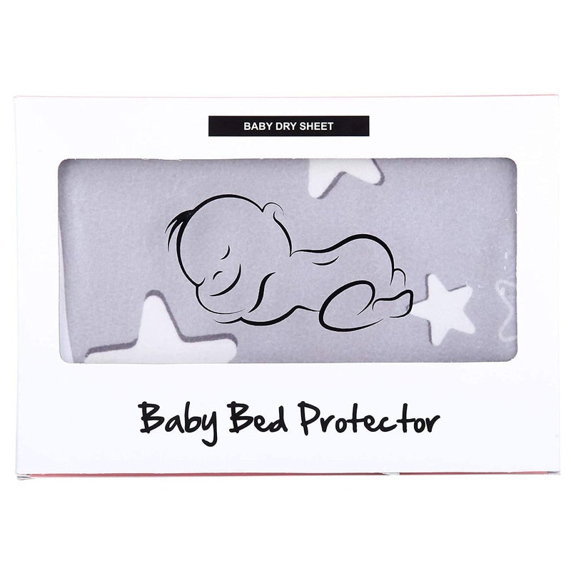 AHC Zikku Printed Dry Sheets for Newborn Baby Small Size Soft |Comfortable |Extra Absorbency|Fast Dry (50x70 cm, Grey, Star Print) - Image 1