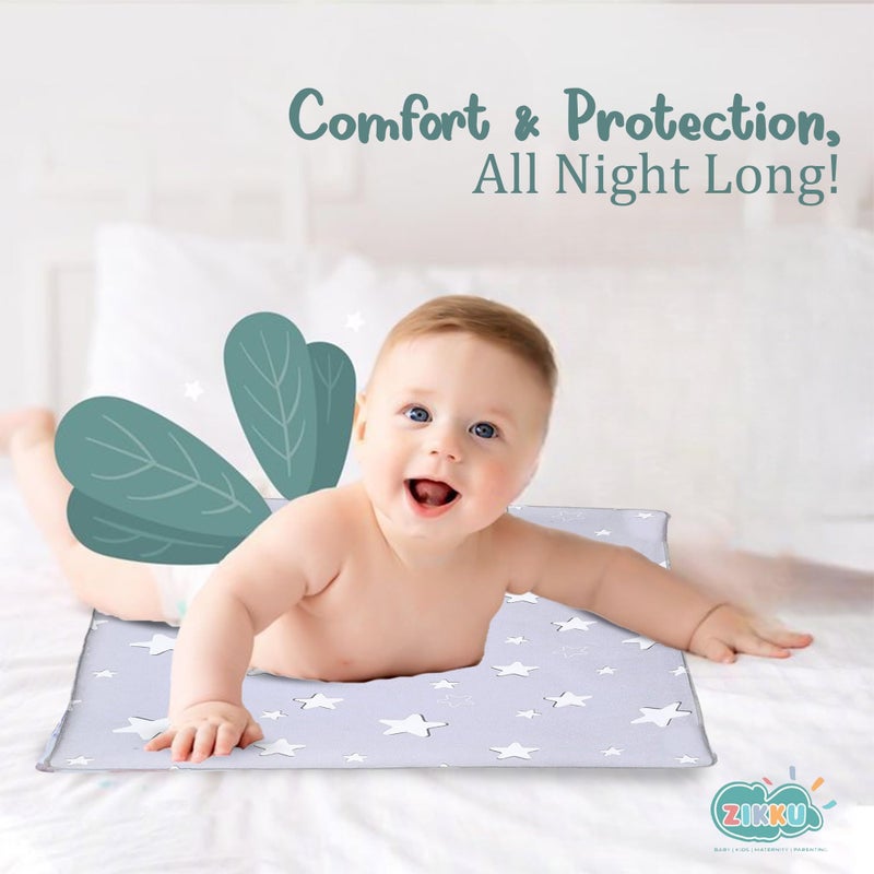AHC Zikku Printed Dry Sheets for Newborn Baby Small Size Soft |Comfortable |Extra Absorbency|Fast Dry (50x70 cm, Grey, Star Print) - Image 4