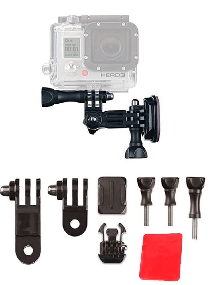 Motorcycle Helmet Side Mount Kit for Gopro Hero 10/9/8/7/6/5/4 Black Series and Other Action Cameras with Mounting Base, Adhesive Pads, 3-Way Swivel and Thumbscrews - Image 1