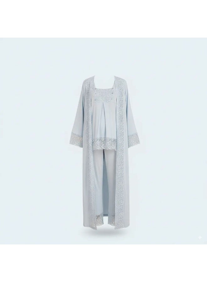 LADY Maternity & Nursing Robe Set for Women - 2 Piece Turkish Cotton Lycra Nightgown & Lace Robe | Made in Turkey - Image 5