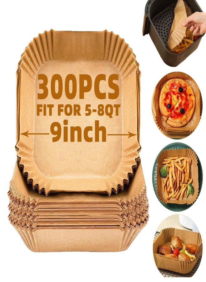 LYHOLKEER Air Fryer Liners Disposable,300Pcs LYHOLKEER 9inch Airfryer Liners for 5-8QT Air Fryer,Square Air Fryer Parchment Paper Liners for Ninja AF141,AF142,AF181,AF182,COSORI,Chefman,Instant Pot,Cuisinart - Image 1
