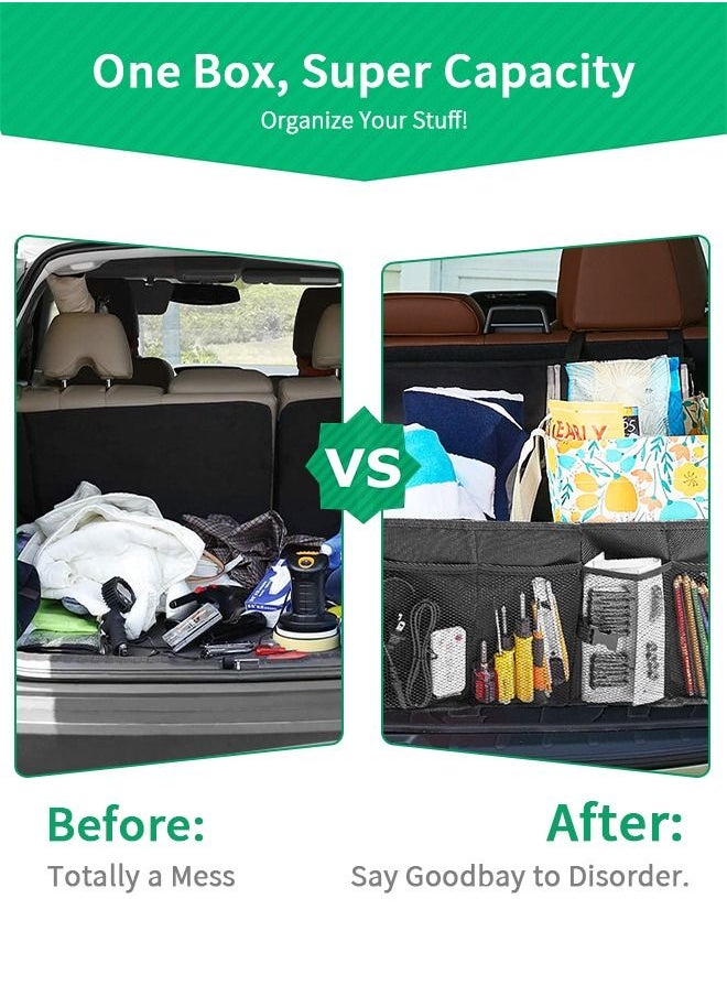 GROIC Trunk Organizer for Car, Collapsible Car Organizer Multi-Compartment Car Storage for SUV and Sedan Truck Car Travel Storage Foldable, Car Trunk Organizer  - Image 2