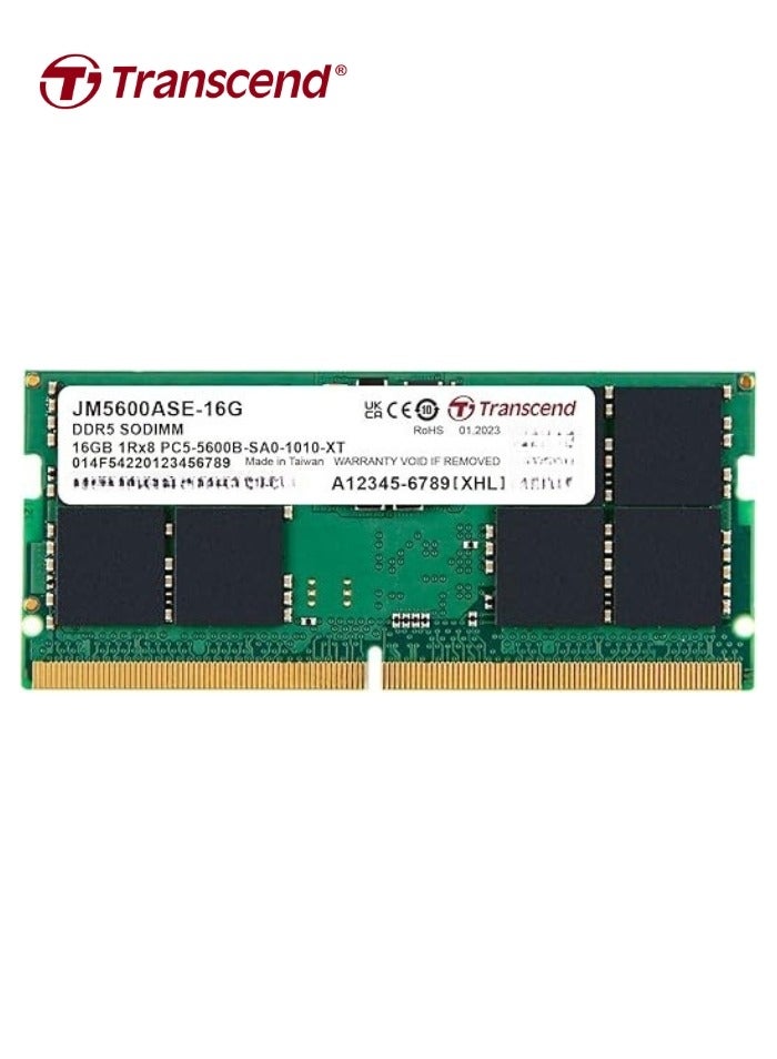 Transcend 16GB RAM DDR5 5600MHz CL46 (1Rx8) Laptop Memory - JM5600ASE-16G - Black - Image 2