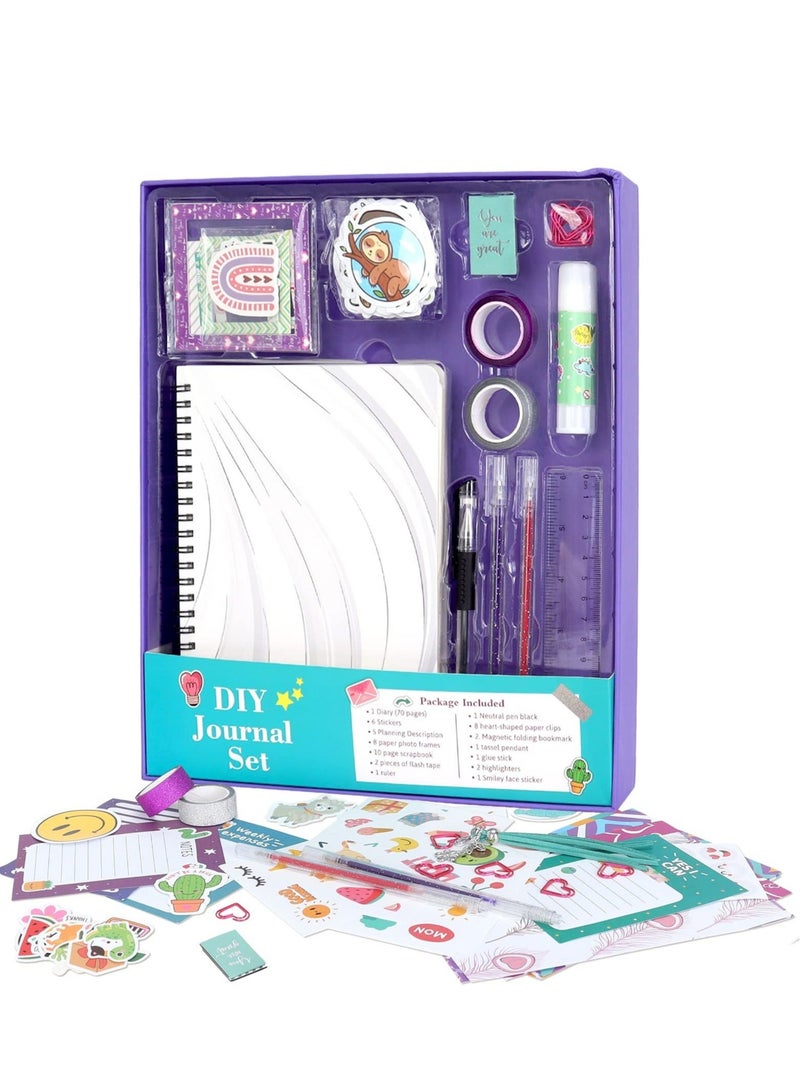 كابتن تيك DIY Journal Kit for Girls - Great Gift for Girls Ages 8 9 10 11 12 13 14 Year Old - Cool Birthday Gifts Ideas for Teen Age Girls - Crafts Stuff for Tween - Scrapbook & Diary Supplies Set - Image 1