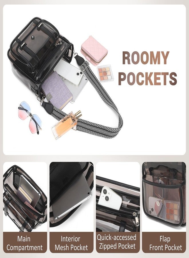 ASKSKY Clear Purse, PVC Clear Crossbody Bags for Women Heavy Duty Transparent Bag for Stadium Events See Through Concert Bag, Semi-black, Classic - Image 4
