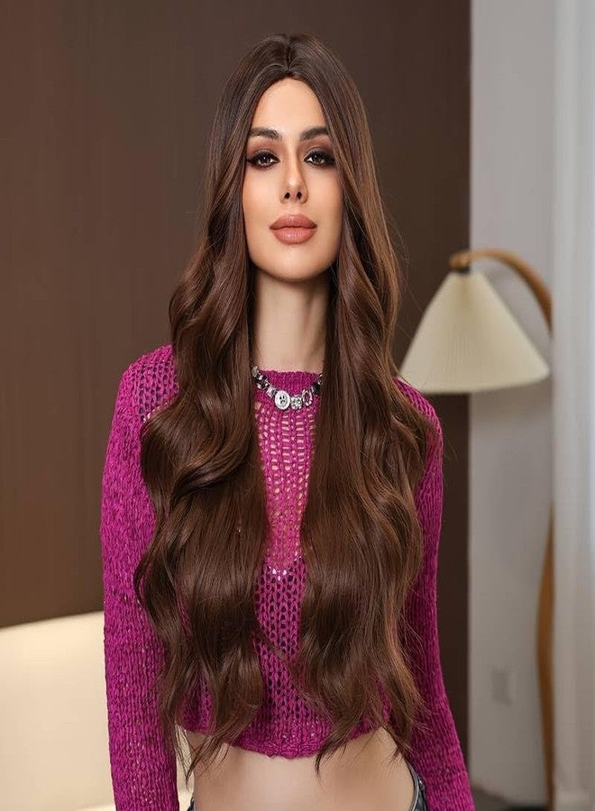أكاشكريشنا شعر مستعار مموج من أكاشكريشنا للنساء | شعر مستعار صناعي يغطي الرأس بالكامل | ألياف مقاومة للحرارة العالية، كثافة 150% | غطاء شبكي وردي للمناسبات والحفلات | يتضمن غطاء الشعر المستعار ومشطًا - Image 2
