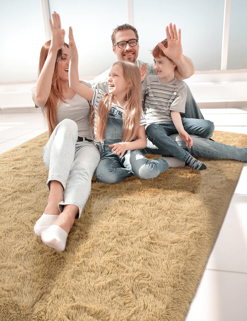 Macgace سجاد منطقة Macgace Fluffy لديكور غرفة النوم الجمالية 3x5 beige beige shag brug مع نقاط غير انزلاقية لغرفة المعيشة غامضة سجادة قابلة للغسل - Image 1