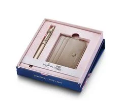 Sheaffer Sheaffer 100 EIP 9377 Champagne Gold Ballpoint Pen with Champgne Gold Trim and Full-Grain Credit Card Holder - Gift Set