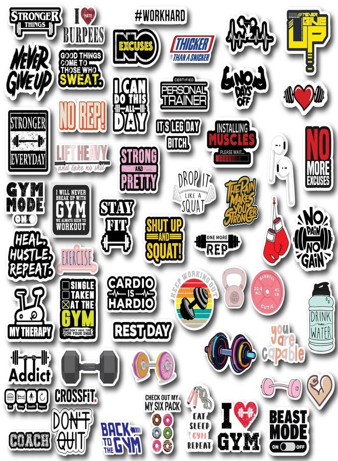 D2C Gym Motivation Sticker Set – Pack of 57 Fitness & Workout Inspired Decal Collection for Water Bottles, Laptops, and Gym Gear – Perfect for Fitness Enthusiasts, Trainers, and Workout Inspiration - Image 1