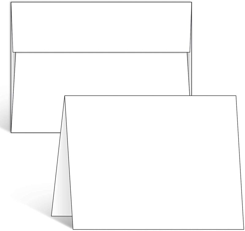 Ohuhu Blank White Cards and Envelopes 100 Pack - 4" x 6" Heavyweight Folded Cards and A4 Envelopes for DIY Greeting Cards Wedding Birthday Invitations Baby Shower Thank You Cards and All Occasions - Image 1