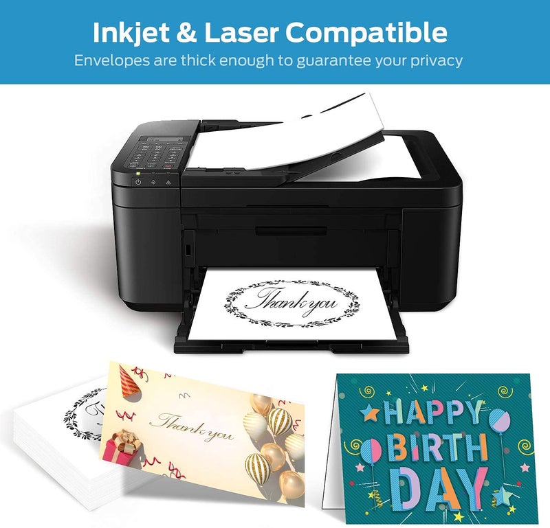 Ohuhu Blank White Cards and Envelopes 100 Pack - 4" x 6" Heavyweight Folded Cards and A4 Envelopes for DIY Greeting Cards Wedding Birthday Invitations Baby Shower Thank You Cards and All Occasions - Image 3