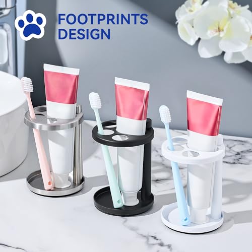 Josmimic Toothbrush & Toothpaste Holder for Bathroom Countertop, Metal Electric Toothbrush Stand with Razor Slot, Ideal Design Caddy for Kids & Family, Black - Image 4