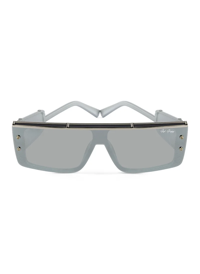 Woggles Red Pappy Stylish Grey Rectangle Sunglasses|100% UV Protected| Men & Women