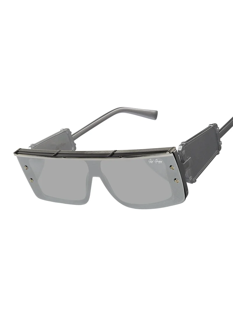 Woggles Red Pappy Stylish Grey Rectangle Sunglasses|100% UV Protected| Men & Women