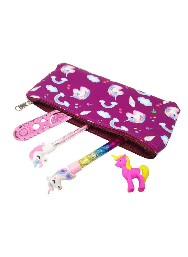 PARTEET New Unicorn Combo Pack of Stationery Set - Unicorn Pencil Pouch/Stationery Pouch/Pencil Case with Unicorn Water Pen, Unicorn Pencil,Unicorn Eraser and Scale for Kids (Pack of 5 Items) - Image 3