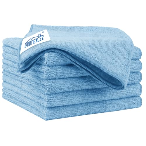 HOMEXCEL Blue Microfiber Cleaning Cloth 6 Pack 125 x 125 inch Microfiber Towels for Cars Ultra Absorbent Car Washing Cloth Lint Free Streak Free Cleaning Rags for Car Kitchen Window - Image 1