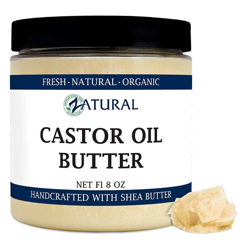 Zatural Castor Body Butter 8 Fl Oz Castor Oil Raw Shea Butter Moisturizing Skin Hair Body 100% Natural Clean Simple Ingredients - Image 1