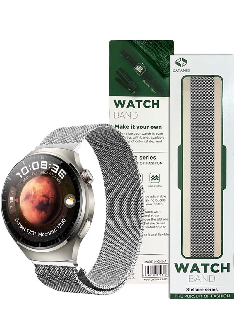 CATANES - 22mm Metal Milanese Watchband Compatible With Huawei 4,4 Pro Silver - Image 1