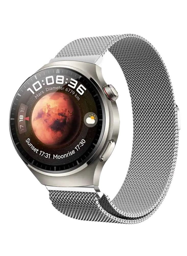 CATANES - 22mm Metal Milanese Watchband Compatible With Huawei 4,4 Pro Silver - Image 1