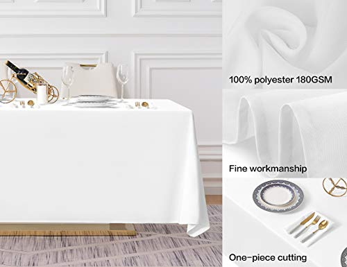 Surmente White Rectangle Tablecloth 90 x 132-inch Rectangular Polyester Table Cloth for Weddings, Banquets, or Restaurants - Image 2