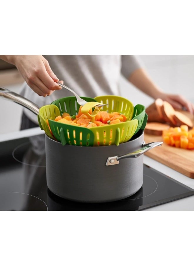 Joseph Joseph Bloom Steamer Basket Folding Non-Scratch BPA-Free Plastic and Silicone Green 4 45030  - Image 4