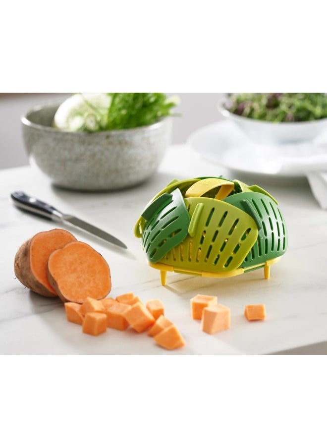 Joseph Joseph Bloom Steamer Basket Folding Non-Scratch BPA-Free Plastic and Silicone Green 4 45030  - Image 3