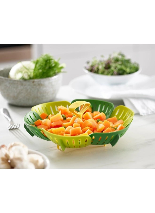 Joseph Joseph Bloom Steamer Basket Folding Non-Scratch BPA-Free Plastic and Silicone Green 4 45030  - Image 5