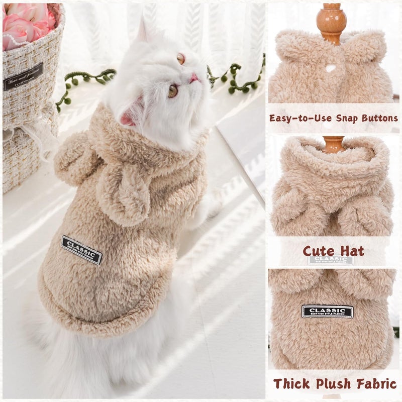 KASTWAVE Affordable purchase options Dog Hoodie, 2Pcs Cute Bunny Ear Plush Fleece Warm Winter Pet Coat with D-Ring, Soft Puppy Sweater Jacket for Chihuahua, French Bulldog, Yorkie, Comfortable Cold Weather Clothes Heat resistant - Image 3