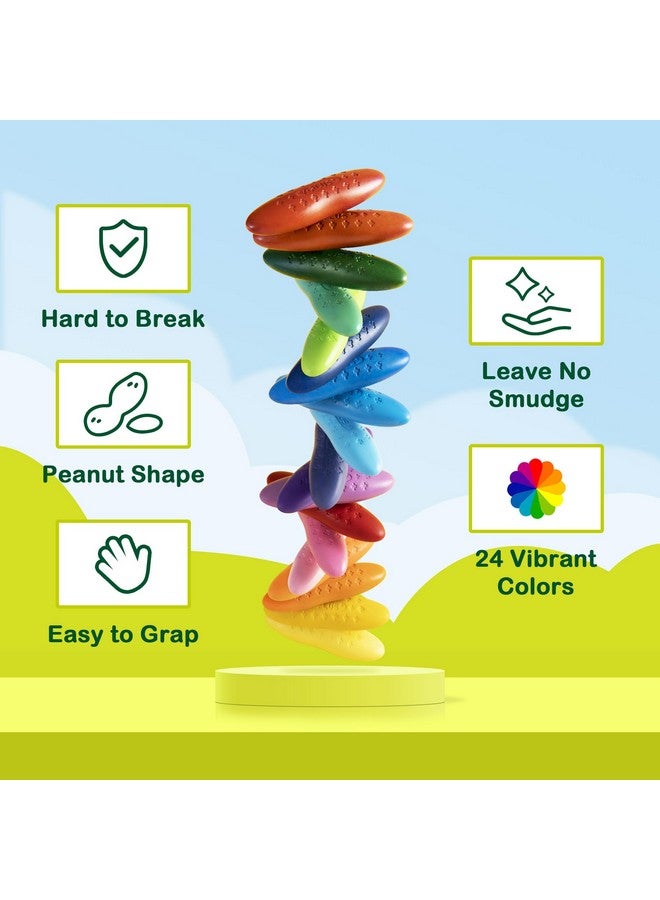 YPLUS Dinosaur Toys with Peanut Crayons, Montessori Sensory Fine Motor Learning Toys 24 Colors Toddler Crayons Box Toys Activity Set for Kids - Image 3